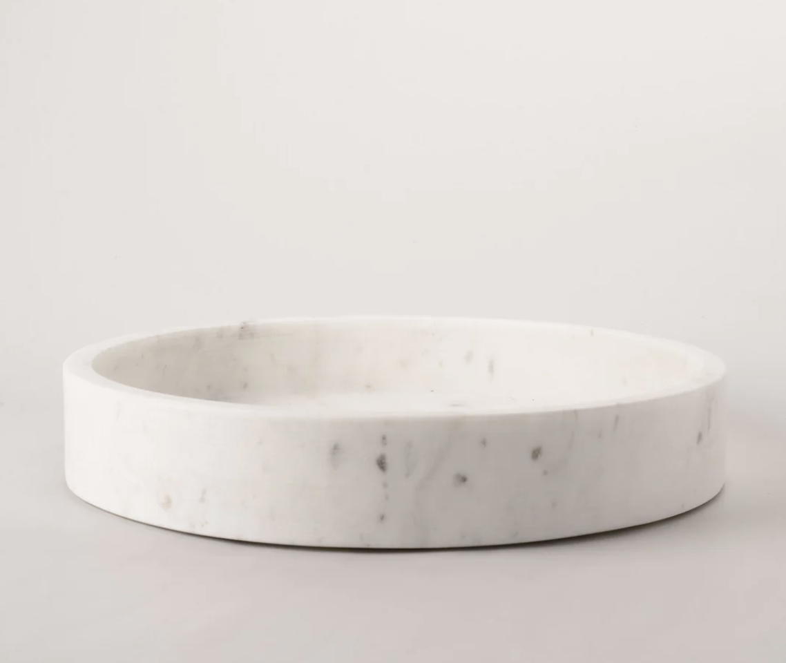 Round White Marble Tray 20cm - Gather+Place