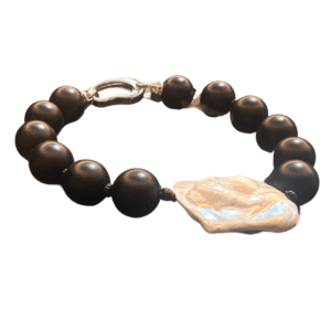 Stone Glass Beaded Bracelet with Square Pearl