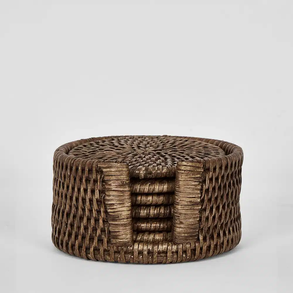 Paume Rattan Round Coaster- Set of 6 - Image 4