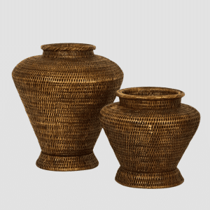 Paume Rattan Flower Urn