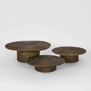 Paume Rattan Round Serving Tray with Handles