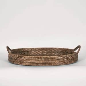 Paume Rattan Oval Tray Antique Brown